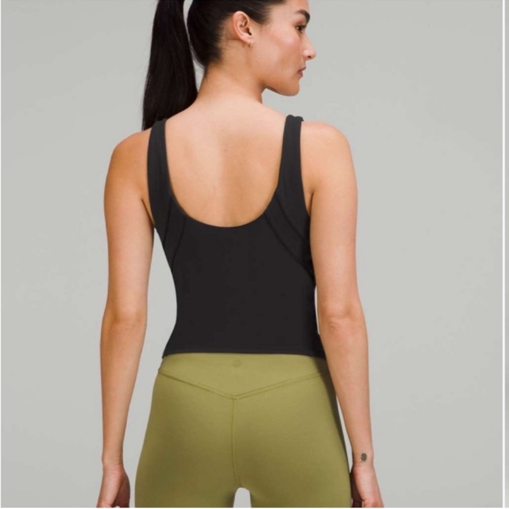 Lululemon Nulu and Mesh-Back Shelf-Bra Yoga Tank Top Black size 8 Like New - Picture 6 of 11
